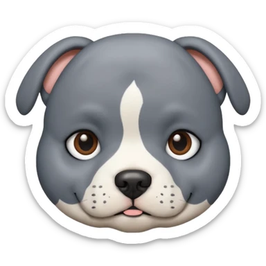round circle puppy head uniform grey bleu staffy, stupid expression sticker