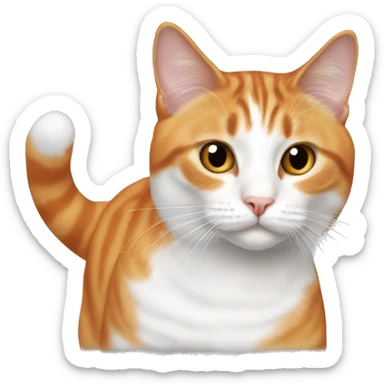 realistic cat orange and white togheter sticker