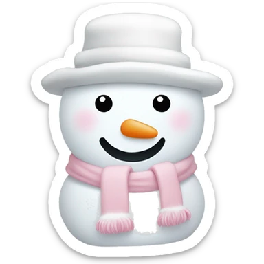 Cute white and light pink snowman sticker