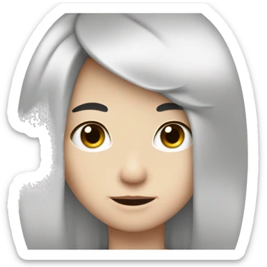 A photo of a cute boy's face with white skin and 5:5 parting, black hair sticker