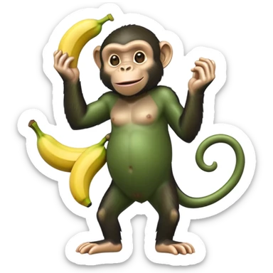 green chimpanzee with a banana body sticker