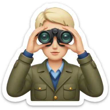 looks through binoculars sticker