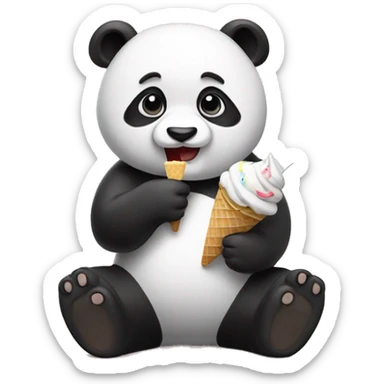 Panda eating ice cream sticker