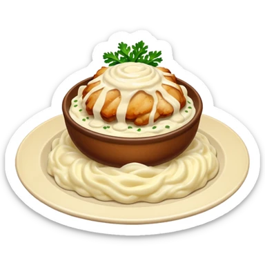chicken with alfredo sauce and mashed potatoes sticker