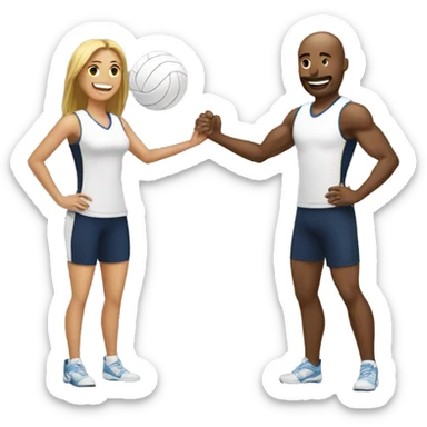 create man and woman emoji while playing volleyball sticker