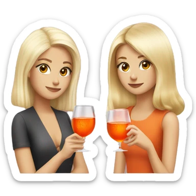 Two girls one blonde and one brown haired drinking aperol sticker