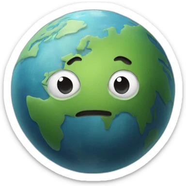 planet earth with a cartoon dull face sticker
