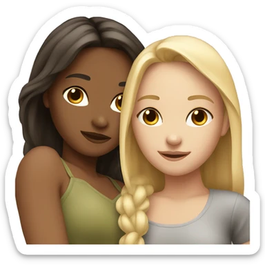 2 best friend girls (blonde and brunette) are cuddling  sticker