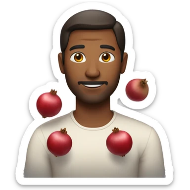 Straight haired man holding 2 pomegranates  sticker