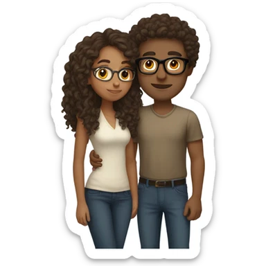 nerd with brow eyes and brown curly hair kissing his girlfriend leg sticker