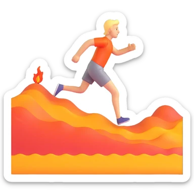 person running with high steps across scorching hot beach sand with heat waves rising sticker