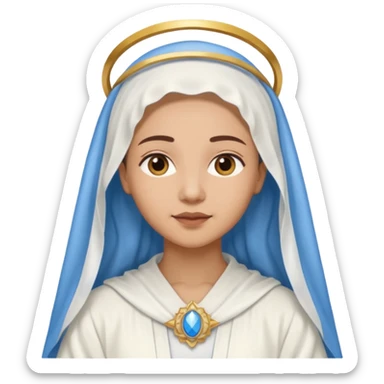Nossa senhora das graças com manto branco e vel azul ,com áurea sticker