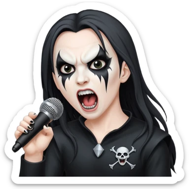Black metal musician, screaming with mirophone sticker