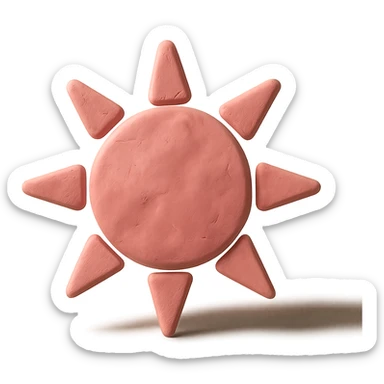 simple pink sun in claymation style sticker