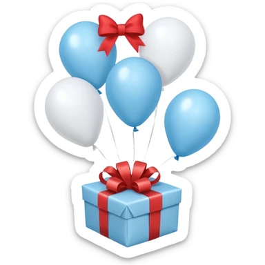 Please make light blue and white balloons too, make several and tie them to a gift sticker