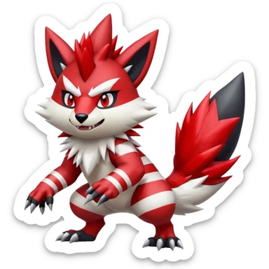 Shiny furry cool Zeraora-Zangoose-Obstagoon-fusion sticker