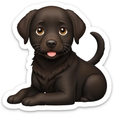 a black lab with a brown and white lab sticker