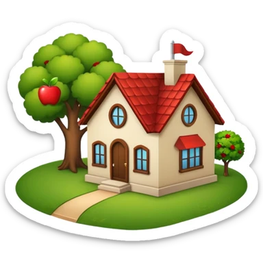 house with a red roof sitting on the Texas state outline, apple emoji style, no text sticker
