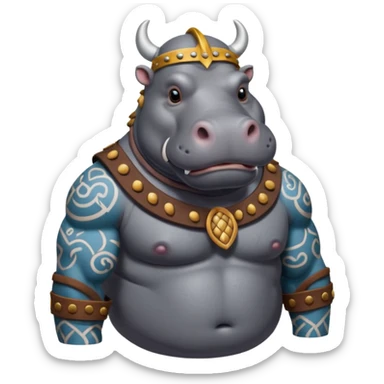 hippo viking ancient with tatooed sticker