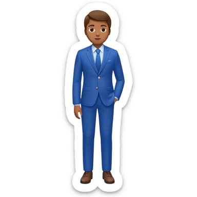 man with brown hair in blue suit whole body sticker