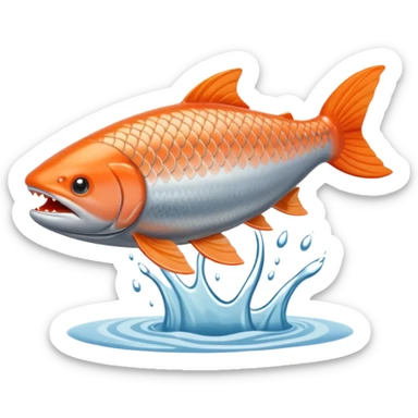 a salmon flopping out of water, make it so its on land flopping around sticker