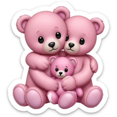 Pastel pink teddy bear hugging another pastel pink teddy bear  sticker