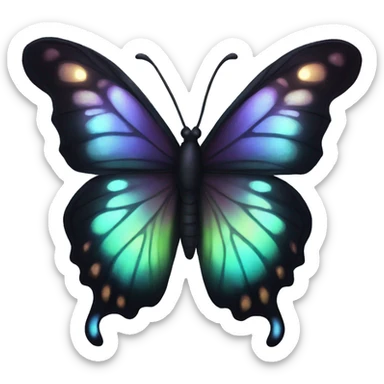 Dark iridescent butterfly glowing sticker
