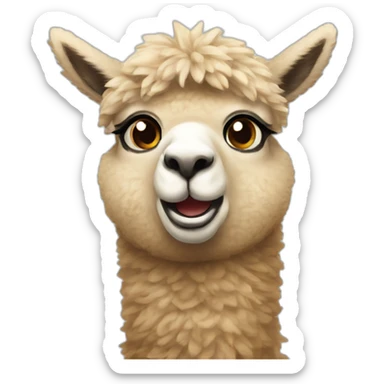 Give me an alpaca with a shocked Face. The alpaca is wearing s cute sweater sticker