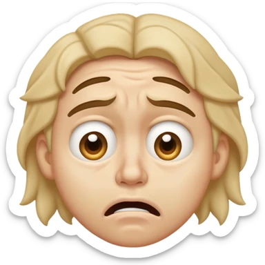 A scrunched face with slanted, tense eyes and a tight, straight mouth, expressing frustration, discomfort, or embarrassment. sticker