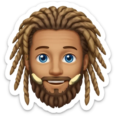 Hippie man smiling with blue eyes and dreadlocks sticker