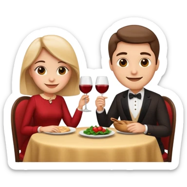 apple style emoji, couple having a romatic dinner date at home sticker