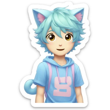 Cute Attractive Gorgeous Kawaii Pastel Anime Catboy sticker