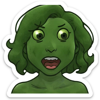 A girl with wavy hair doing a silly face  sticker