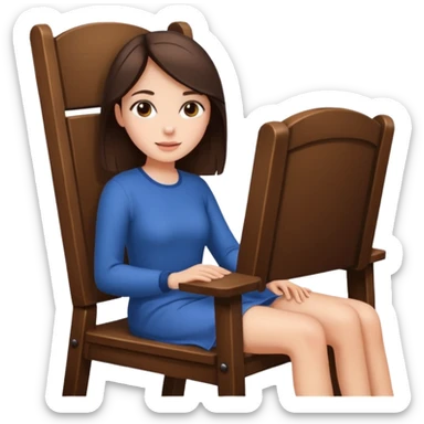 a brunette woman sitting on a chair sticker