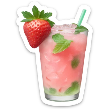 Pastel pink mojito strawberry  sticker