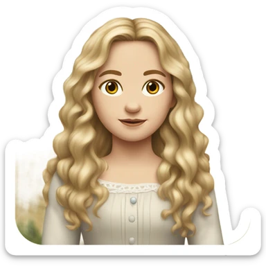 Mary Ingalls with long wavy  blonde hair pretty and detailed and realistic sticker