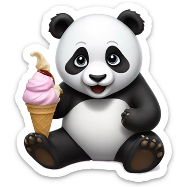 Panda eating ice cream sticker