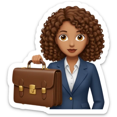 brown curly/wavy haired woman holding a briefcase  sticker