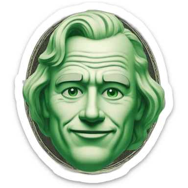 Dollar banknote with face of joker sticker