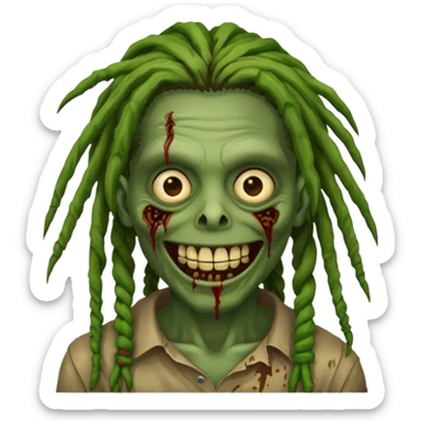 Make a image of a zombie with dreads make it like a emoticon sticker