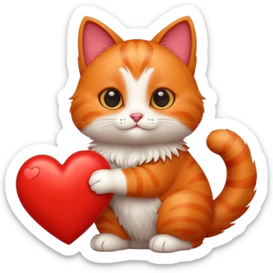 Cute cat holding a heart sticker