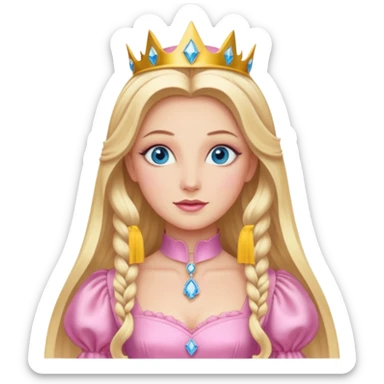 Glinda from the Wizard of Oz with blue eyes, blonde long hair, pink outfit sticker
