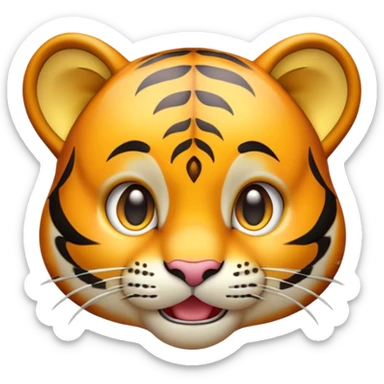 Cinematic Comical Tiger Cub Portrait Emoji, Head tilted dramatically with an exaggeratedly shocked expression, featuring a compact, endearing build with wide, comically expressive eyes full of humorous disbelief, Simplified yet hilariously expressive features, highly detailed, glowing with a slightly sassy wild glow, high shine, dramatic yet playful, stylized with an air of quirky feline attitude, soft glowing outline, capturing the essence of a meme-worthy tiger cub that looks ready to side-eye its way into viral fame! sticker