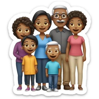 Family of 8, two grandparents, aunt, mom, dad, 3 daughters sticker