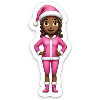 Full body Pretty girl in a pink Santa outfit  sticker