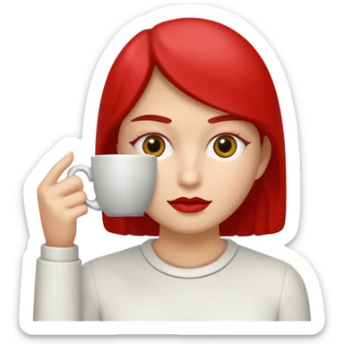 Una figura roja con cabeza cuadrada y cuerpo de rectángulos con cara con dos ojos negros como puntos y cejas preocupadas sin boca y que tenga como una especie de polvo café en la cabeza sticker