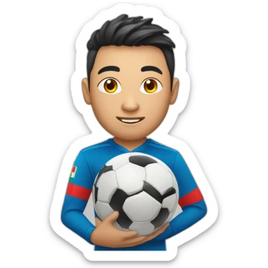 Soccer's player from kyrgyzstan holds the world world cup sticker