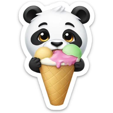 Panda eating ice cream sticker