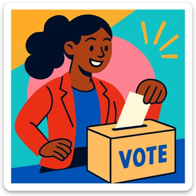 woman voting, vibrant and positive illustration sticker