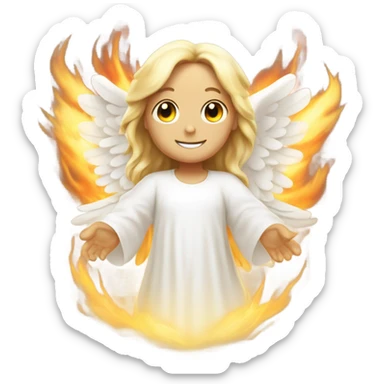 white angel, surrounded by fire
 sticker